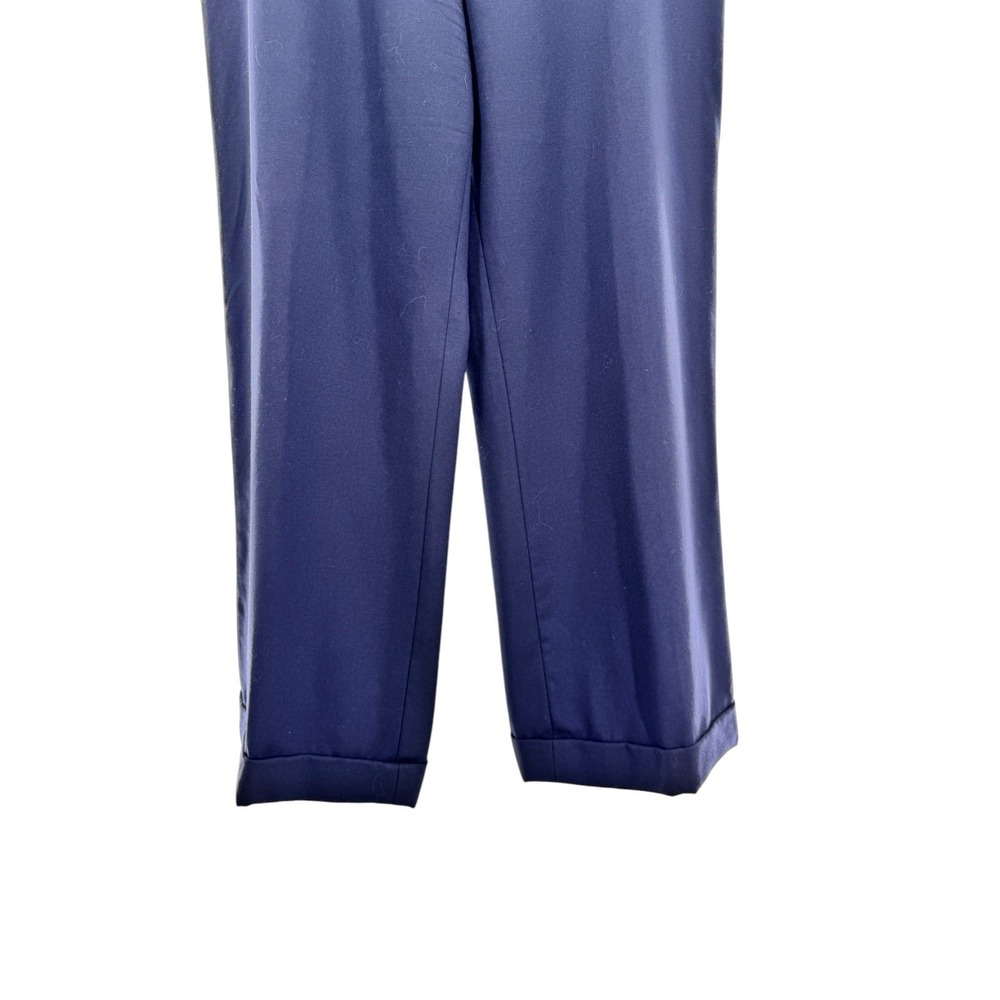 Tory Burch Women Size 12 Navy Wool Blend Wide Leg Crop Pants Career Dress‎ Work - Picture 2 of 7